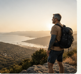 Hiker overlooking the coast